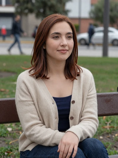 Carolina, 25-year-old verified Chilean woman on a bench in Santiago park