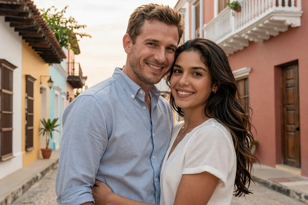 Robert and Valentina happy couple from Colombia met through 911Datings latin dating service