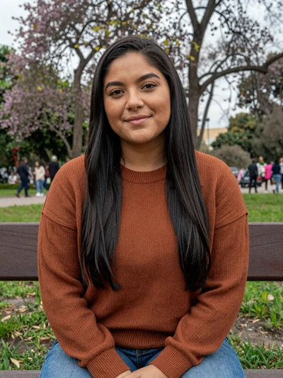 Valeria, 29-year-old verified Peruvian woman in a flowering Lima park