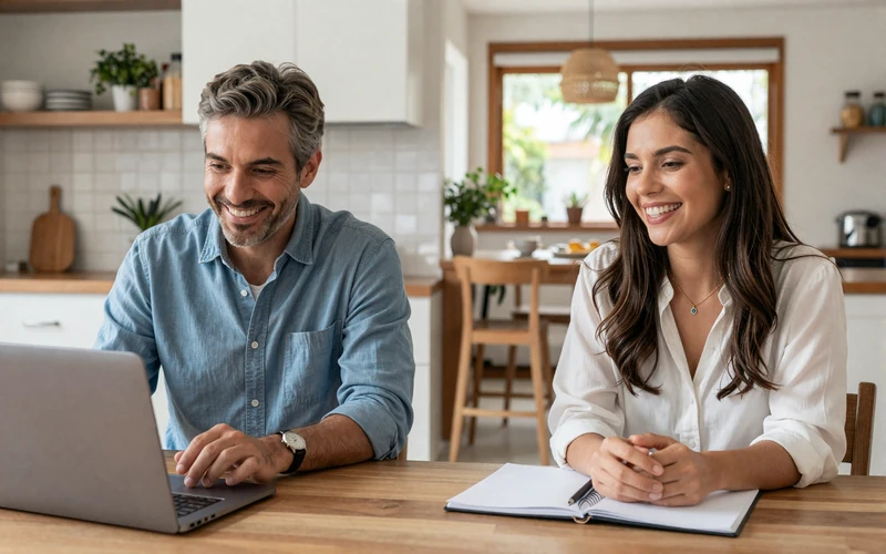 Couple maintaining a long distance international relationship through video call connecting American man with Colombian woman
